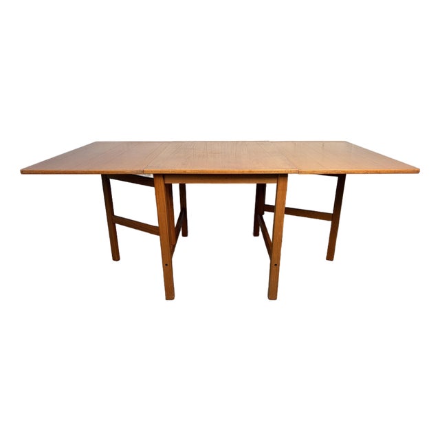 Mid 20th Century Drop-Leaf Solid Teak Dining Table From S. Burchardt Nielsen Danish-German For Sale