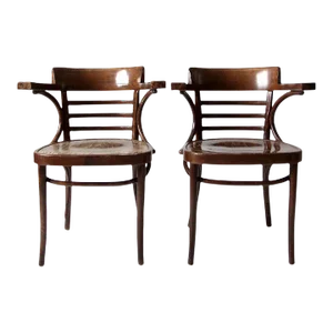 Zpm Radomsko Bentwood Arm Chairs Pair
