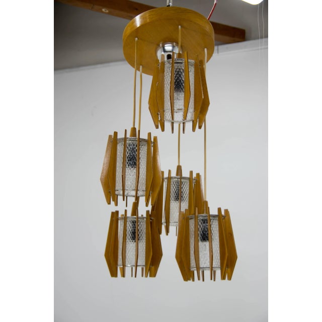 Chandelier and Wall Lamp from Drevo Humpolec, 1970s, Set of 2 For Sale - Image 10 of 13