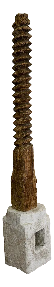 Turned Screw Frame in Pressed Wood with Moulded Stone Base