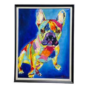 W Biaggi French Bulldog Painting. Large and Colorful.