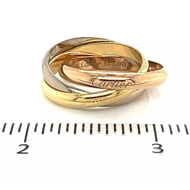 Cartier Trinity 18k Tri-Color Gold 3 Rolling Band Ring W/Cert - Size 10 For Sale - Image 9 of 9
