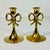 1950s Vintage Chippendale Hollywood Regency Brass Bow Candlestick Holders - A Pair. For Sale - Image 10 of 12