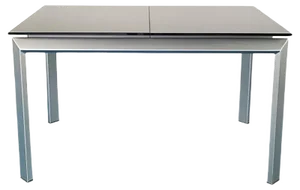 Extendable Aluminum and Black Tempered Glass Dining Table, 1990s