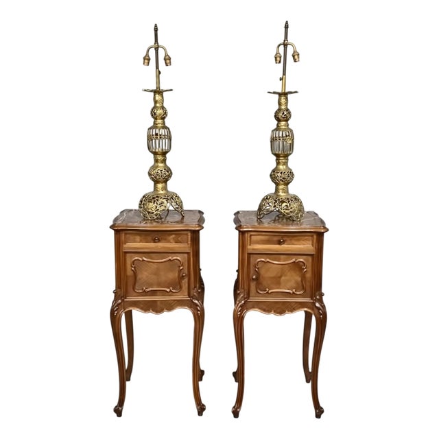 Large French Brass Candlesticks, 1910s, Set of 2 For Sale