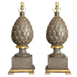 Lamp Pair Large Artichokes Restored For Sale