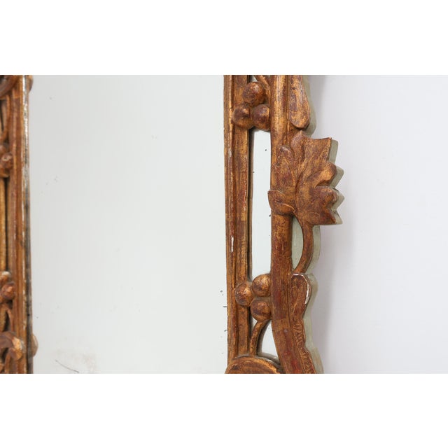 Louis XV Style Carved Giltwood Mirror with Floral Crest, France, 1700s For Sale - Image 6 of 11