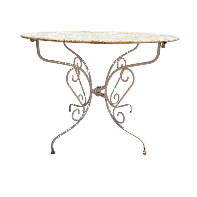 White Sheet Metal Garden Table, 1950s For Sale - Image 8 of 11