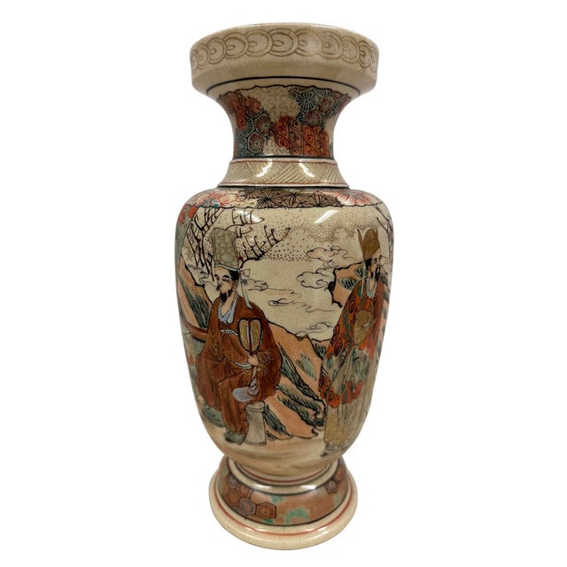 Late Meiji Period to Early Showa Period Japanese Satsuma Earthenware Vase For Sale - Image 4 of 12