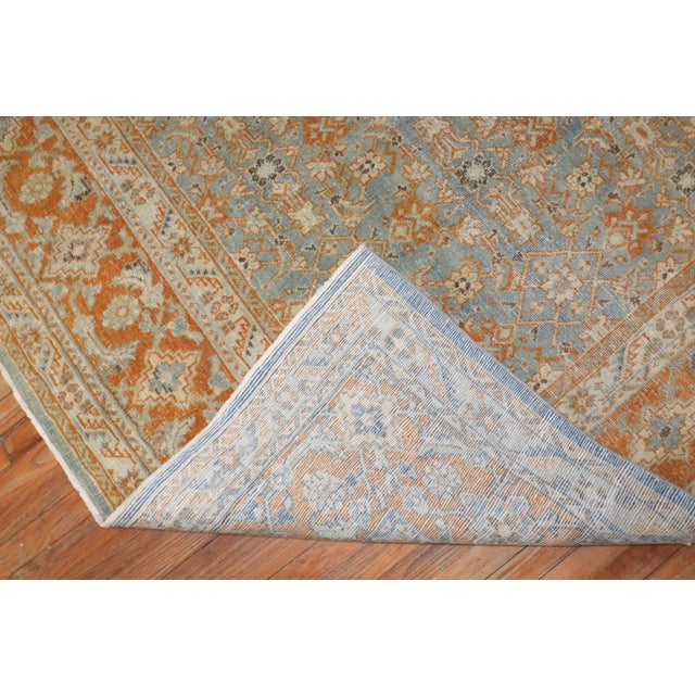 Textile Antique Zabihi Collection Persian Tabriz Blue Orange Rug - 10'4" x 14'6" For Sale - Image 7 of 8