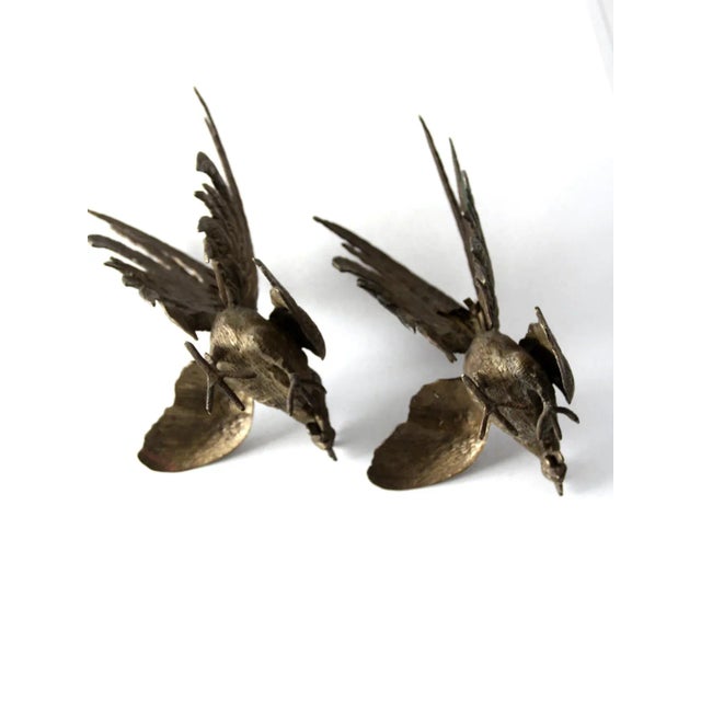Farmhouse Antique Bronze Fighting Roosters Pair For Sale - Image 3 of 13