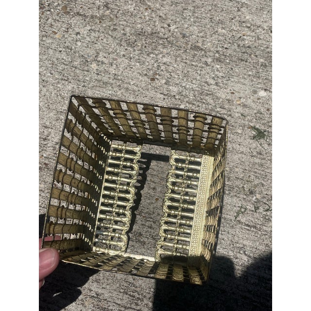 1970s Brass Faux Bamboo Tissue Box Cover For Sale - Image 5 of 5