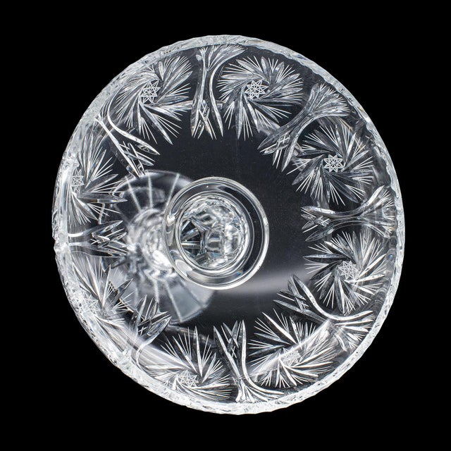 Vintage Pedestal Fruit Bowl, English, Cut Glass, Presentation Display Dish, 1960 For Sale - Image 6 of 12