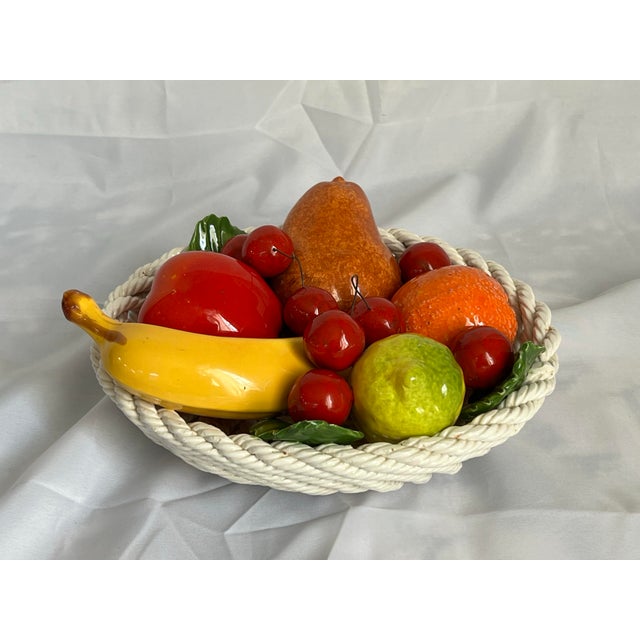 Ivory Vintage Mid 20th Century Italian Capodimonte Life Size Ceramic Fruit Basket For Sale - Image 8 of 12