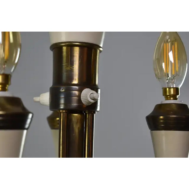 Italian Mid-Century Modern Sculptural Brass and Lacquered Floor Lamp, 1950s For Sale - Image 9 of 13