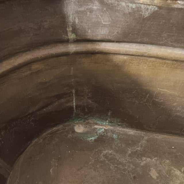 Large Vintage Copper Container Wood Holder With Wood Handles Imprinted With "Rome" For Sale In Chicago - Image 6 of 12