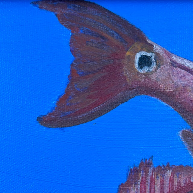 Coastal Original Contemporary Fish Oil Painting on Canvas, Signed, Framed For Sale - Image 3 of 9
