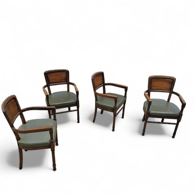 Animal Skin RAC Dining Chairs with Green Leather Cushions from Royal English, Set of 4 For Sale - Image 7 of 14