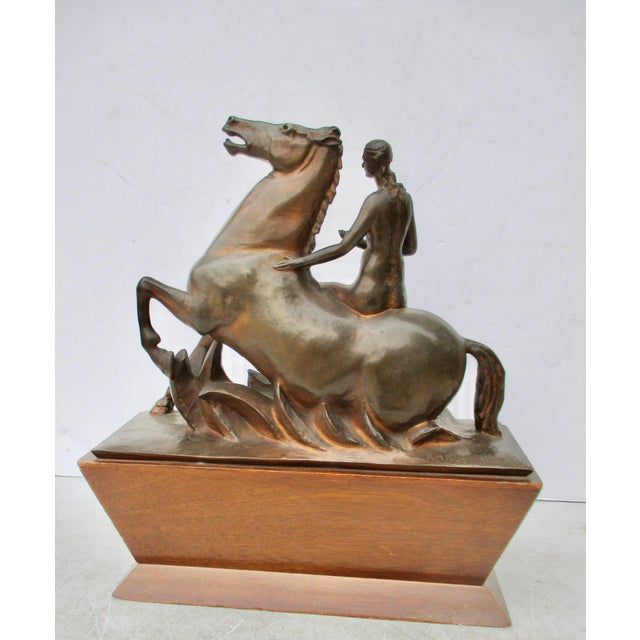 1920s Maiden on Sea Horse" Dated 1925 by Karl Wahl For Sale - Image 5 of 10