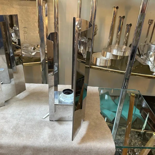 A Pair of 1980s Modern Steel Italian Ambient Light Wall Sconces For Sale - Image 10 of 11