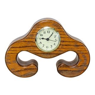 Mid Century Oak Table Clock For Sale