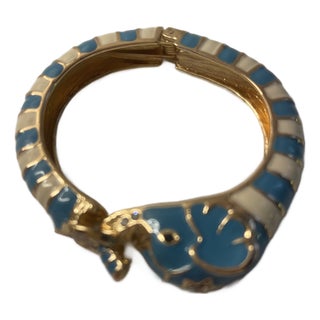 Enamel Elephant Head Braclet -Turq/White For Sale