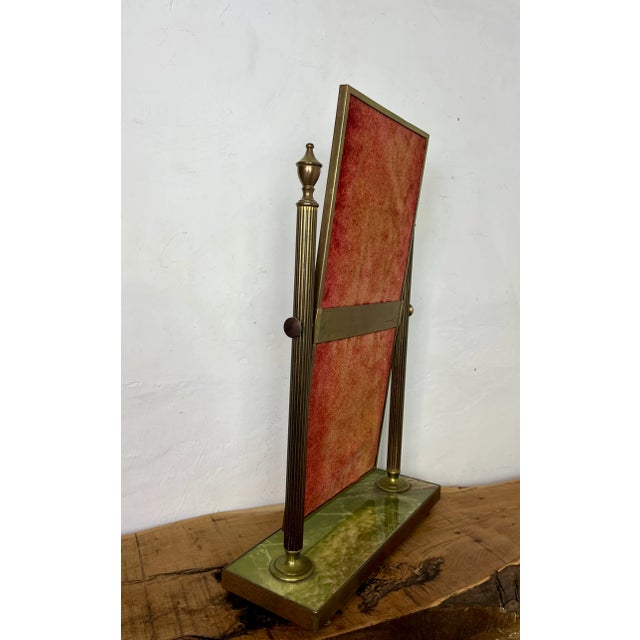 Metal Mid-Century Art Deco Style Brass and Onyx Dressing Table Mirror, 1950s For Sale - Image 7 of 12