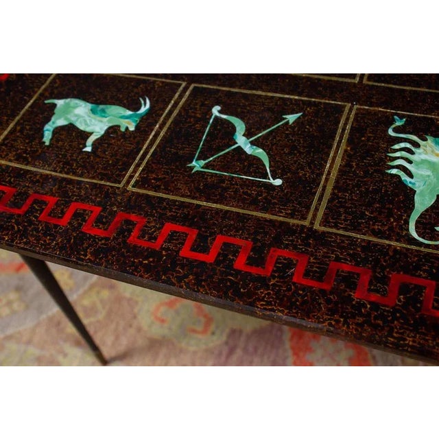 Black Glass Zodiac Cocktail or Coffee Table from Fontana Arte For Sale - Image 8 of 12