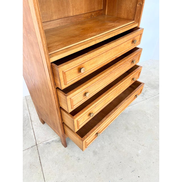 Vintage Oak Bookcase with Brass Drawers, 1950s For Sale - Image 9 of 17