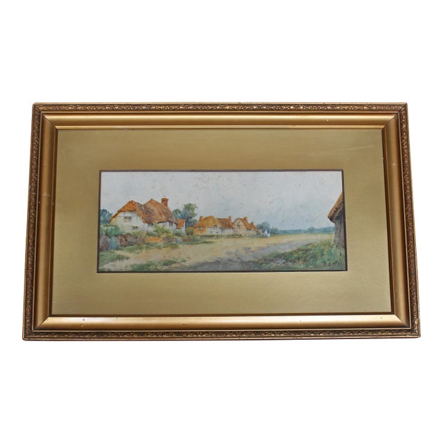 Early 20th Century English Village Watercolor Scene by S. Hart For Sale