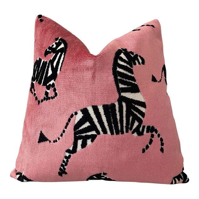 18x18 Pink Velvet Zebra Pillow Cover Chairish
