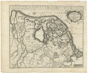 Antique Map of Friesland in Roman Times, 1778