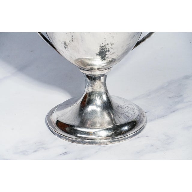 Silver Nice Large Antique Double Handle Silverplate Trophy Medford Boat Club Massachusetts History Home Decor For Sale - Image 8 of 11