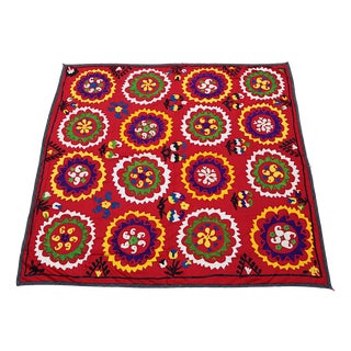Vintage Hand Embroidered Suzani Wall Hanging, 1920s For Sale