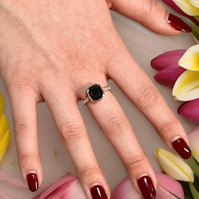 Natural Sapphire Diamond Ring 6.75 14k Yellow Gold 4.65 TCW Certified For Sale In New York - Image 6 of 18