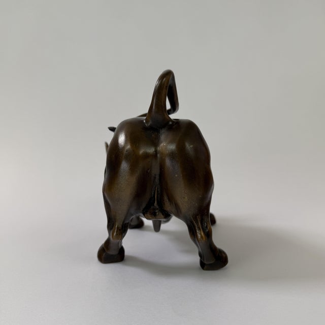 Contemporary Bronze “Wall Street” Charging Bull Sculpture, 12” L For Sale - Image 3 of 10
