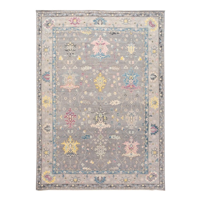 21st Century Contemporary Modern Oushak Style Wool Rug For Sale