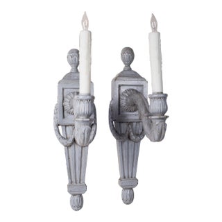 Early 20th Century Empire Style Painted Wood Sconces - a Pair For Sale