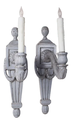 Early 20th Century Empire Style Painted Wood Sconces - a Pair