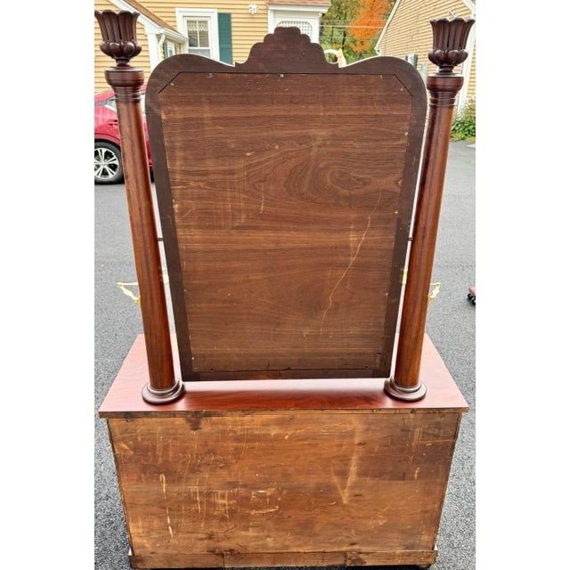 Outstanding Antique Empire Mahogany Mirrored Kneehole Dressing Table or Vanity For Sale - Image 10 of 18