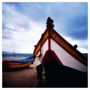 Leonore Ander, Fishing Boat on the Beach of Nazaré in Portugal, 1981, Photograph