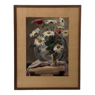 Late 20th Century “Daisies” Watercolor by Homer Clark For Sale