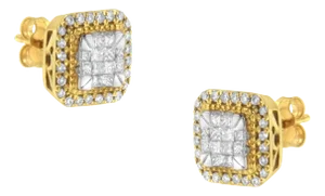 10KT Yellow Gold Diamond Stud Earrings (1/2 cttw, H-I Color, SI2-I1 Clarity) - 2 Pieces