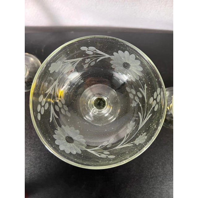 1980s Rose Ann Hall Margarita Glasses: Hand Blown Green Tint Coupes - Set of 4 For Sale - Image 10 of 14