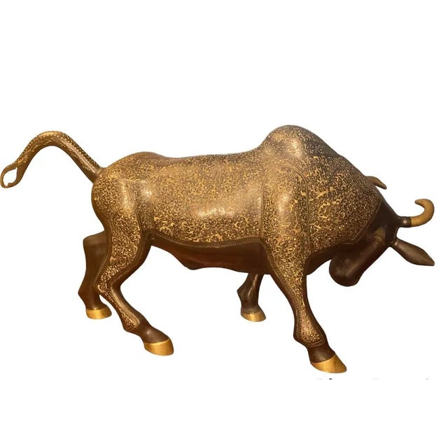 Folk Art Late 19th Century Brass Bull Sculpture For Sale - Image 3 of 11