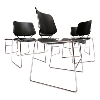 Vintage Black Matrix Chairs by Thomas Tolleson for Krueger, 1970s, Set of 6 For Sale