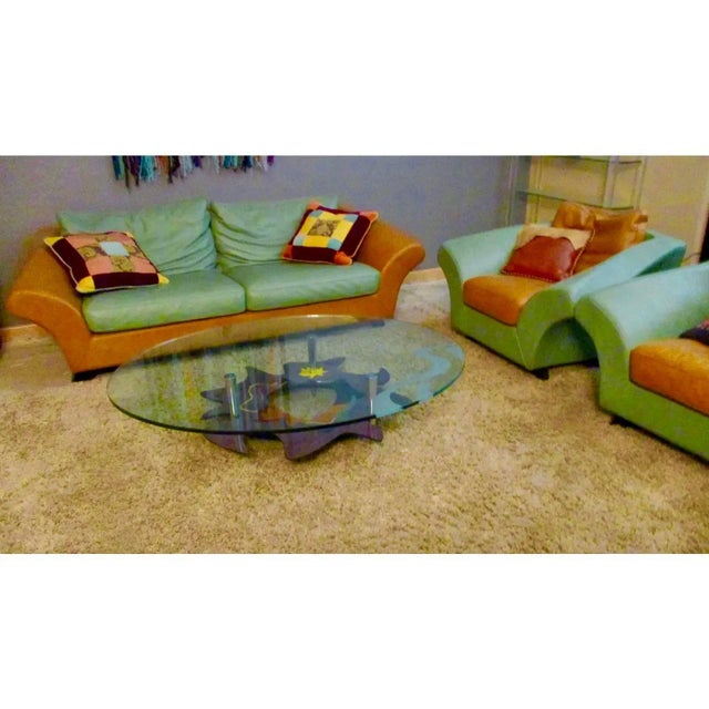 This is a fantastic pair of Postmodern custom accent arm chairs made by Roche Bobois. The style of the arms is very...