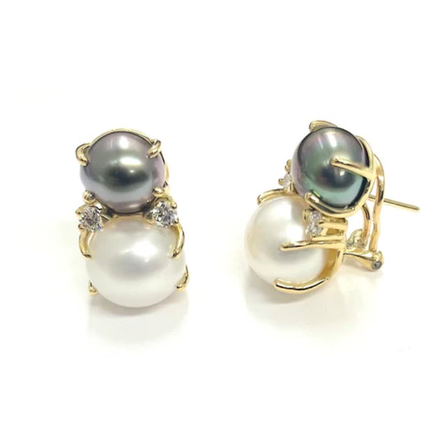 Christina Addison Large Gum Drop™ Earrings With Iolite and Cabochon Chalcedony and Diamonds - a Pair For Sale - Image 9 of 12