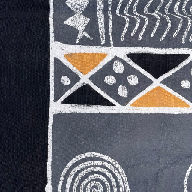African Early 20th Century Elephant Batik Black Table Runner For Sale - Image 3 of 7