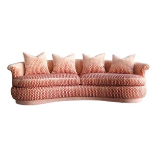 1980s Velvet Pattern Curved Regency Sofa, Newly Refinished For Sale